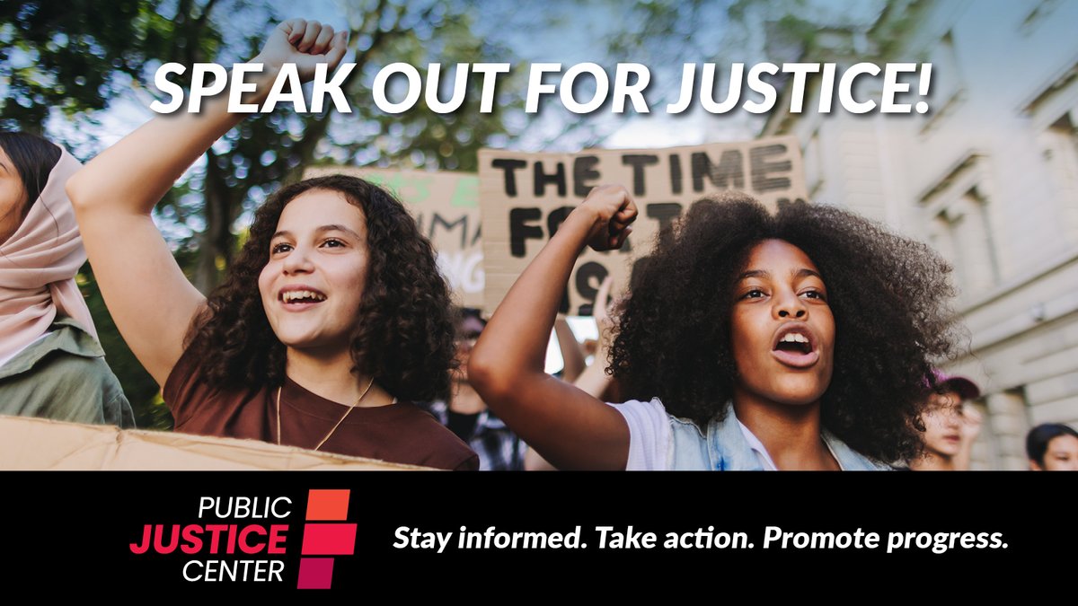 Your voice matters in the fight for justice! Sign up today for email alerts from the Public Justice Center for opportunities to take quick, impactful action to protect and advance Marylanders’ rights. publicjustice.org/advocateinmd20… (1/2)