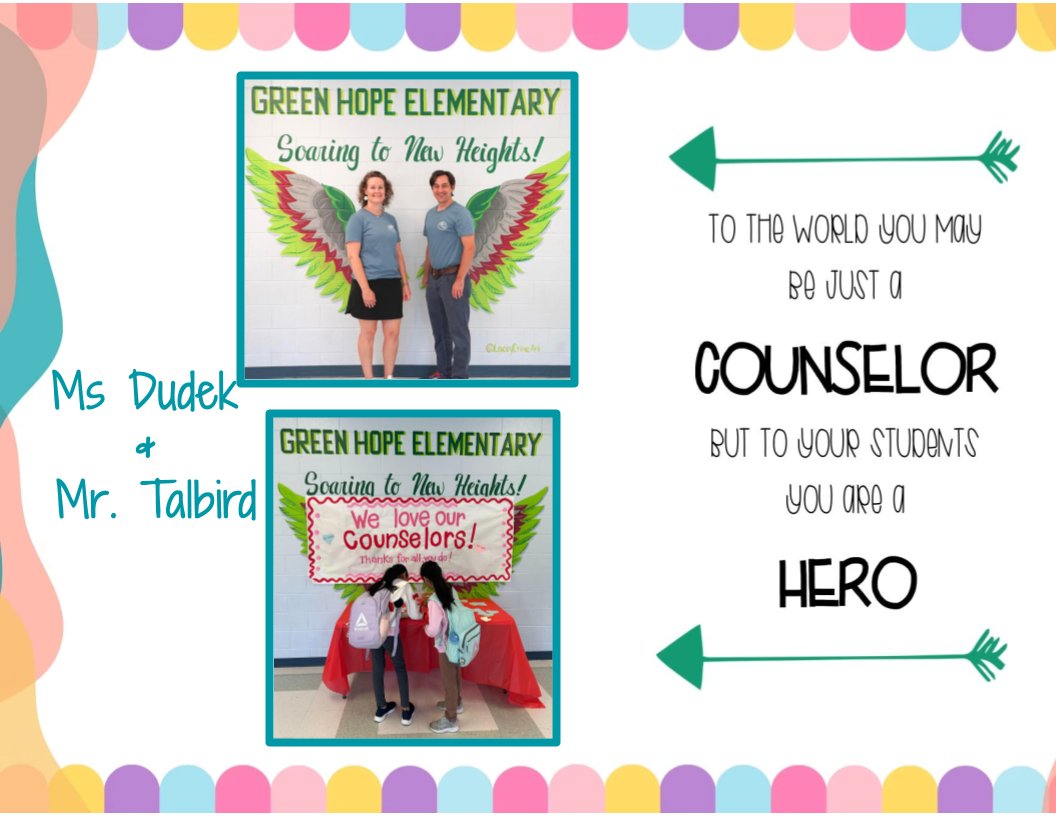 It's counselor week here at GHE!  We love our counselors!! The students were able to stop by the table all week to write thanking them for their help.