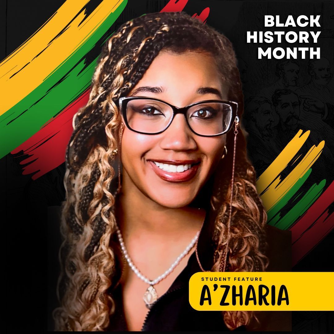 sienaheightsu's tweet photo. We're celebrating #BlackHistoryMonth by highlighting amazing students at Siena Heights University! ✨ This week, meet A'Zharia Pratt, a Musical Theatre major. "We get a chance to honor the voices that history often silences, and I think that’s beautiful." - A'Zharia. https://t.co/Iuui2l7u4n