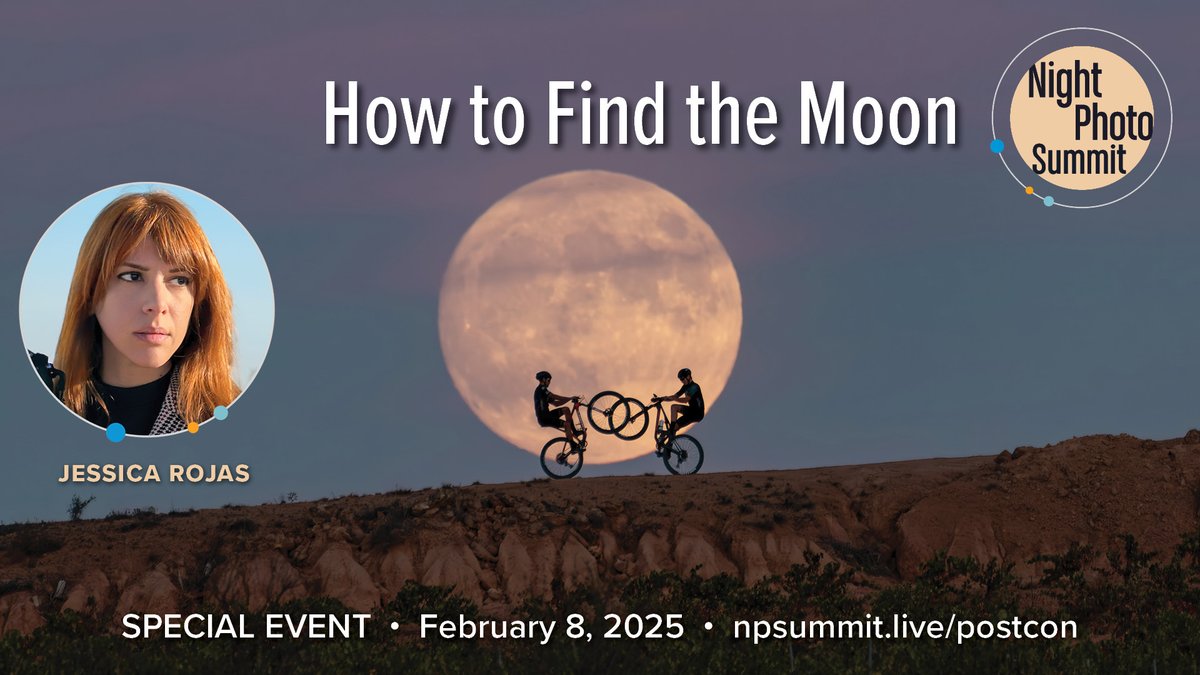 At noon tomorrow, join our sister conference, the Night Photo Summit, as we host Jessica Rojas for a FREE special post-con session, "How to Find the Moon." Open to the public! And there will be giveways! Register and attend at npsummit.live/postcon .