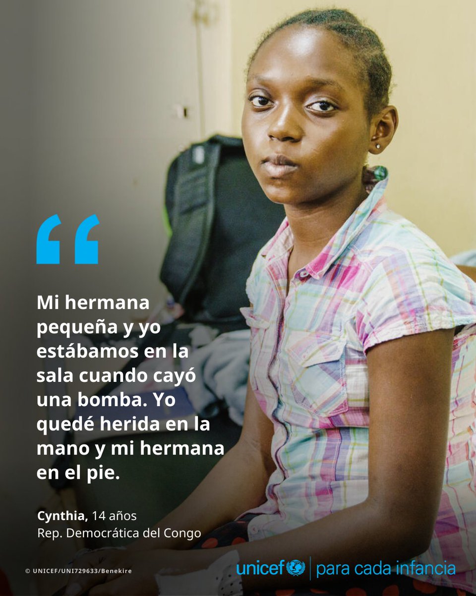 unicefenespanol's tweet photo. Cynthia y su hermana pequeña resultaron heridas en la reciente ola de violencia en la República Democrática del Congo.

Con el apoyo de UNICEF, ambas están recibiendo atención médica gratuita.

No nos cansamos de repetirlo: los niños y niñas necesitan paz con urgencia. https://t.co/K82A7fHZIs