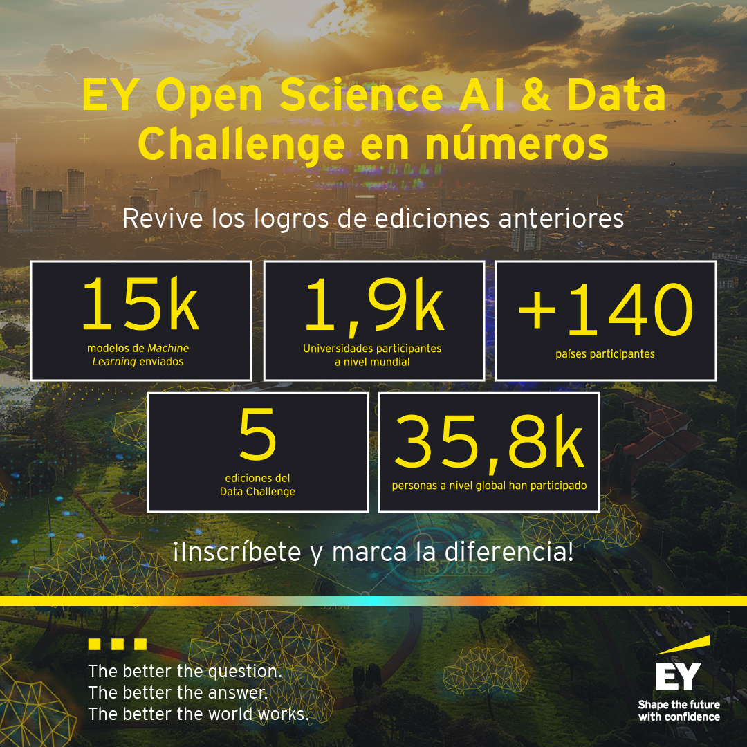 Más de 35.000 personas de 140 países han sido parte de las 5 ediciones del EY Open Science Data Challenge. Este desafío ha unido a miles de mentes brillantes, abordando problemas reales con soluciones innovadoras.
Regístrate: go.ey.com/42PRDy3
 #ShapeTheFutureWithConfidence