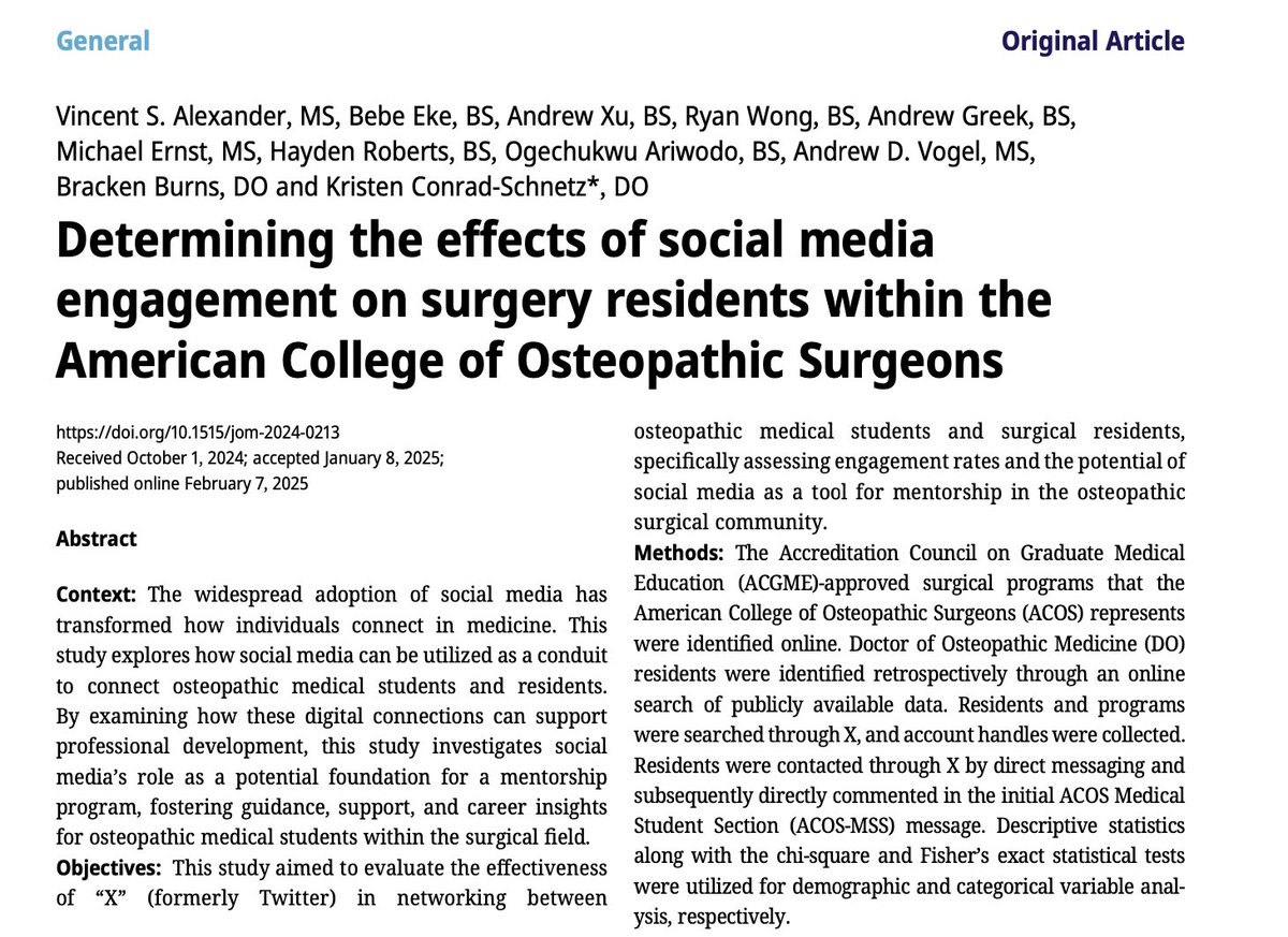 Vincent Alexander (@vinyalexander) on Twitter photo Very happy to share this publication 🥳🎉 This was a huge collaboration. Thank you to everyone who helped with this. <a href="/ACOSurgeons/">ACOS</a> <a href="/kc140605/">Kristen Conrad, DO Proud</a> <a href="/AndrewDVogel/">Andrew Vogel, DO, MS</a> <a href="/RyanWong25/">Ryan Wong</a> <a href="/Bebe_Eke/">Bebe Eke</a> <a href="/ACOS_Residents/">ACOS Resident Section</a> <a href="/MichaelErnst_/">Michael Ernst</a> <a href="/JOsteoMed/">Journal of Osteopathic Medicine</a> Very happy to share this publication 🥳🎉 This was a huge collaboration. Thank you to everyone who helped with this. <a href="/ACOSurgeons/">ACOS</a> <a href="/kc140605/">Kristen Conrad, DO Proud</a> <a href="/AndrewDVogel/">Andrew Vogel, DO, MS</a> <a href="/RyanWong25/">Ryan Wong</a> <a href="/Bebe_Eke/">Bebe Eke</a> <a href="/ACOS_Residents/">ACOS Resident Section</a> <a href="/MichaelErnst_/">Michael Ernst</a> <a href="/JOsteoMed/">Journal of Osteopathic Medicine</a>