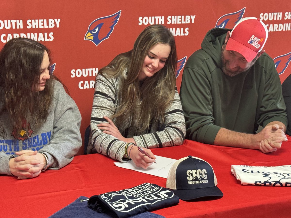 ChrisDuerr's tweet photo. Big day of Signings at South Shelby with Veronica Grawe going the Shooting Sports route at State Fair &amp; State Champ Gabe Bowen (Javelin) &amp; DL Monster Aadon Magruder(Football) to ⁦⁦@TrumanAthletics⁩ https://t.co/94Ouj4ubYl