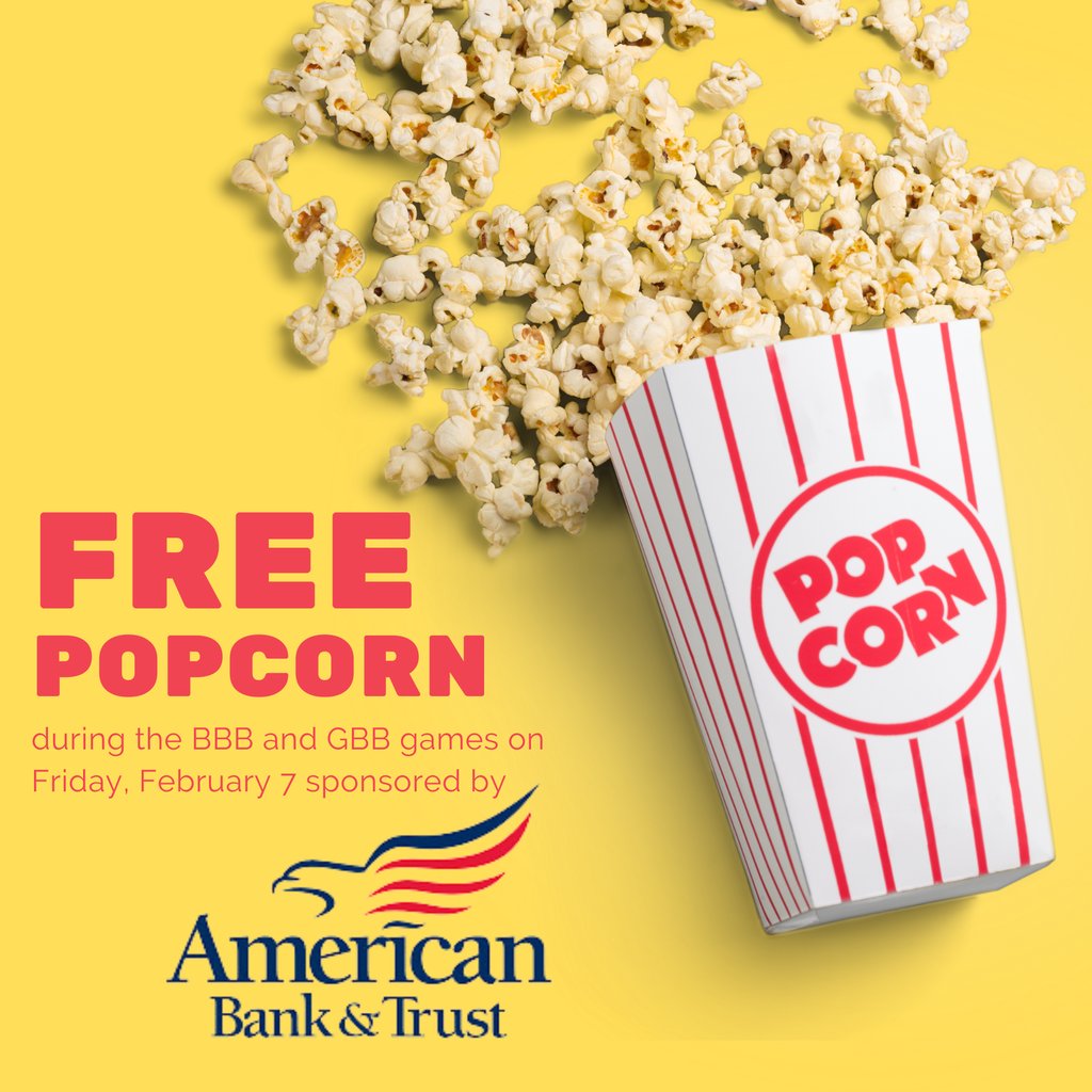 Join us tonight at the Lisbon Gymnasiums for FREE popcorn sponsored by American Bank &amp; Trust during the basketball games.  JVs tipoff at 4:30 with Boys Varsity to follow around 6 and Girls Varsity to follow around 7:30.  Lisbon Gymnastics will also be performing during halftimes.