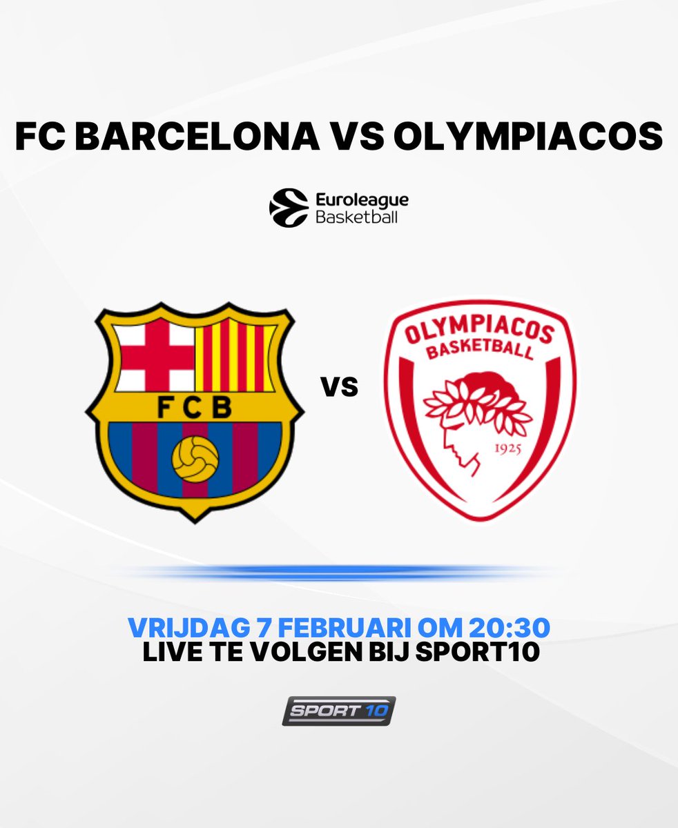 Leider Olympiacos gaat op bezoek bij Barcelona! Mis niks van de actie in de EuroLeague en schakel om 20:30 in bij Sport10.