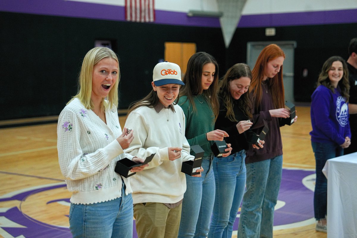 CrownCollege's tweet photo. 🎉 National Champs! 🎉 Our Women's Cross Country team received their rings for winning their first-ever NCCAA National Championship!🏆 

Let’s congratulate our Polars on their amazing season! https://t.co/vhDwi7S72A