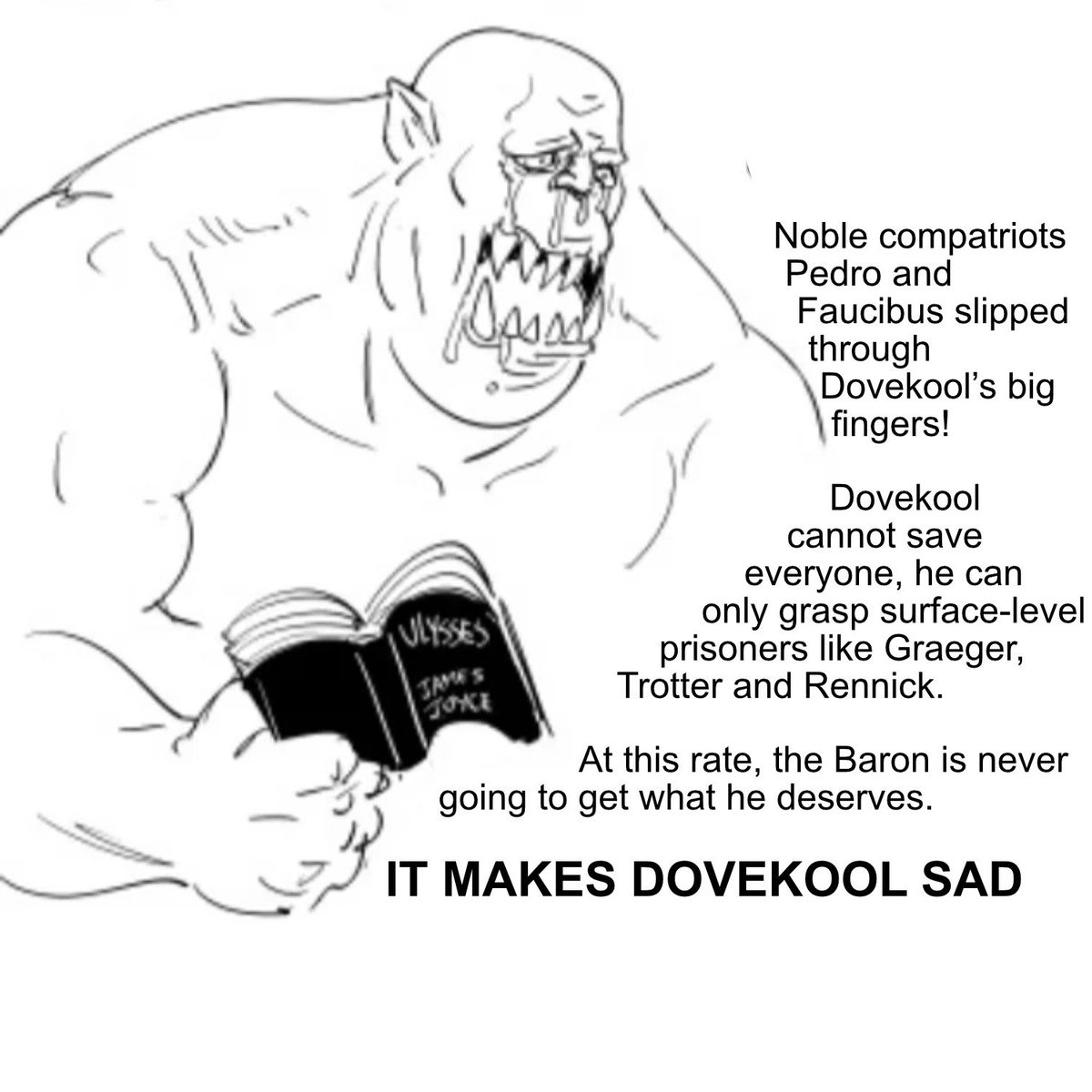 TTRPG crew, what are you still doing here? The scene on the butterfly sky app is great, and also Alfred Valley is running this absolutely FRANTIC 100-man funnel where stuff like this keeps happening.

I’m shutting down this account shortly, for extremely political reasons.