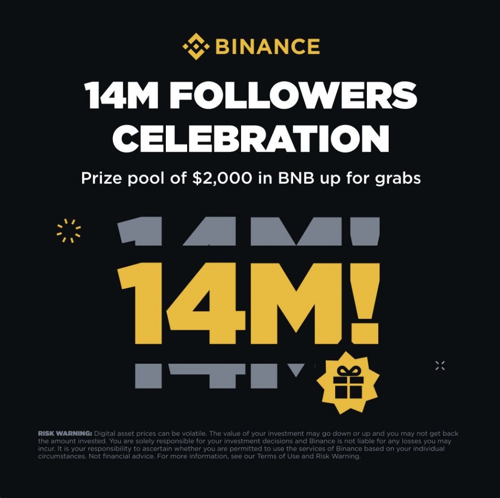 leesonjiii's tweet photo. A huge thank you to our amazing community for helping us reach 14 MILLION followers on 𝕏!  To celebrate, we're giving away $2,000 in BNB to 20 winners! https://t.co/HPJq0AE1cD