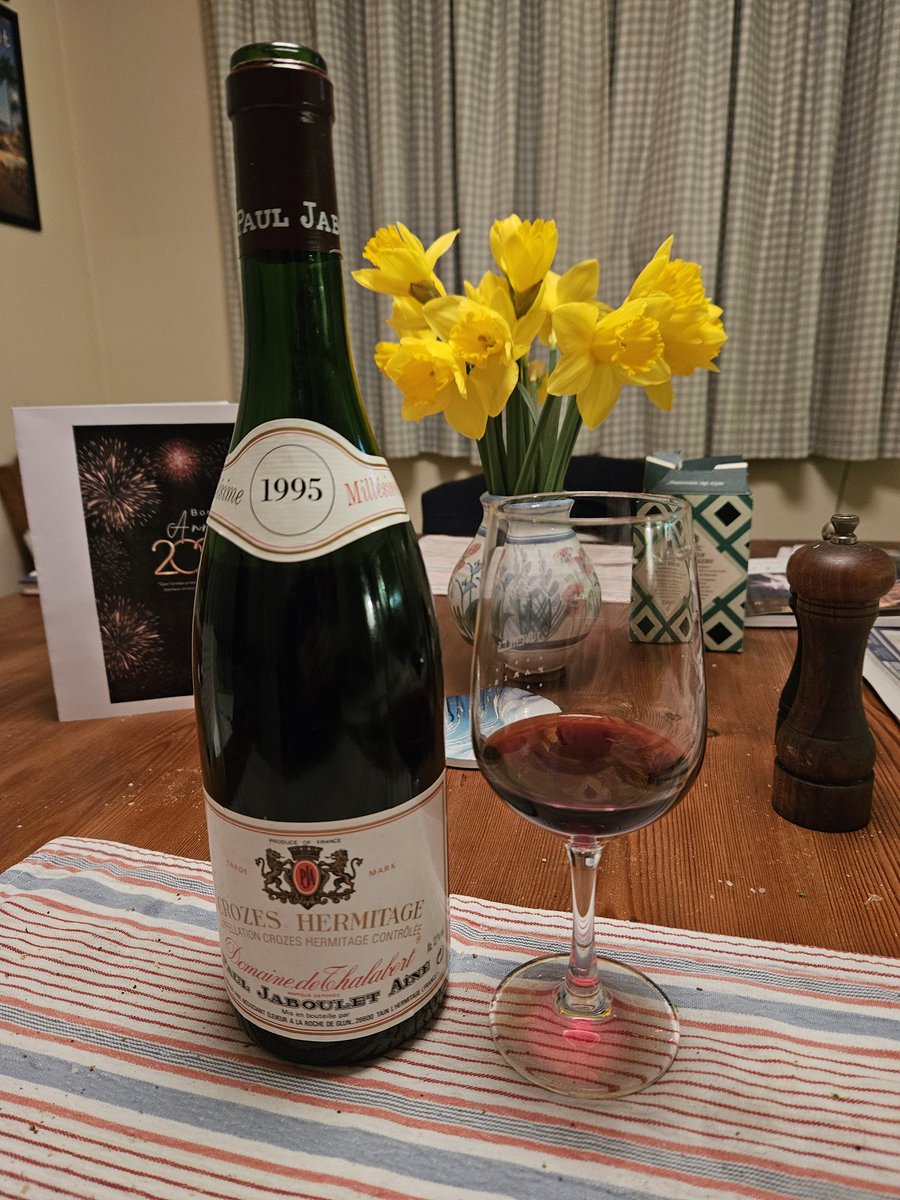 Tweet 248 I have a good range of 1995s, and at 30 years they are all right there, the latest the Crozes Thalabert from PJA before things went south: the cool droiteur of the year, tasting like an Alpine wine, long, decisive, a hint of late gras oiliness #crozes #thalabert