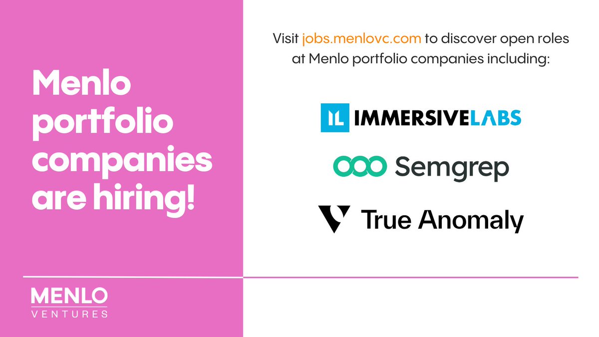 Y2Kandace's tweet image. ✨ #NowHiring ✨
The future of security is being shaped by AI. We're proud to back 3 startups that are redefining cyber security and defense: @immersivelabs, @semgrep, and @The_TrueAnomaly. Learn more and explore all open positions at mnlo.vc/Careers.