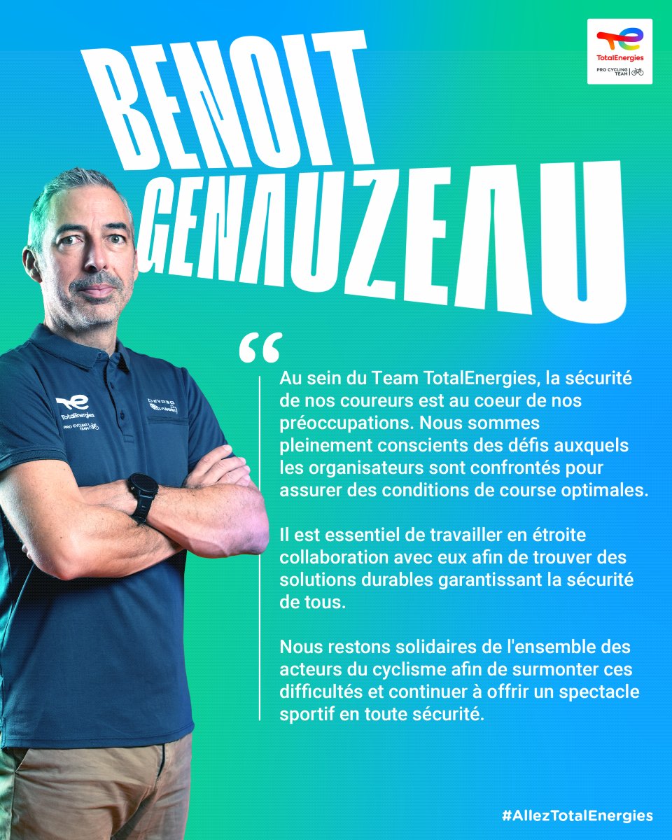 🗣 Dans le contexte général lié aux incidents survenus ces dernières heures sur l'Étoile de Bessèges, les coureurs et l'encadrement présents sur place ont souhaité clarifier la position de l'équipe.

#EtoiledeBesseges ⎜ #AllezTotalEnergies ⚡️