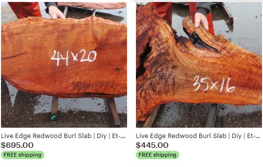 Please be sure to check out our products listed on Etsy. The prices include shipping too! If you have any questions, please feel to give us a call at 707-826-9663, or check us out online at RedwoodBurl.com today.

etsy.com/shop/TheRealRe…