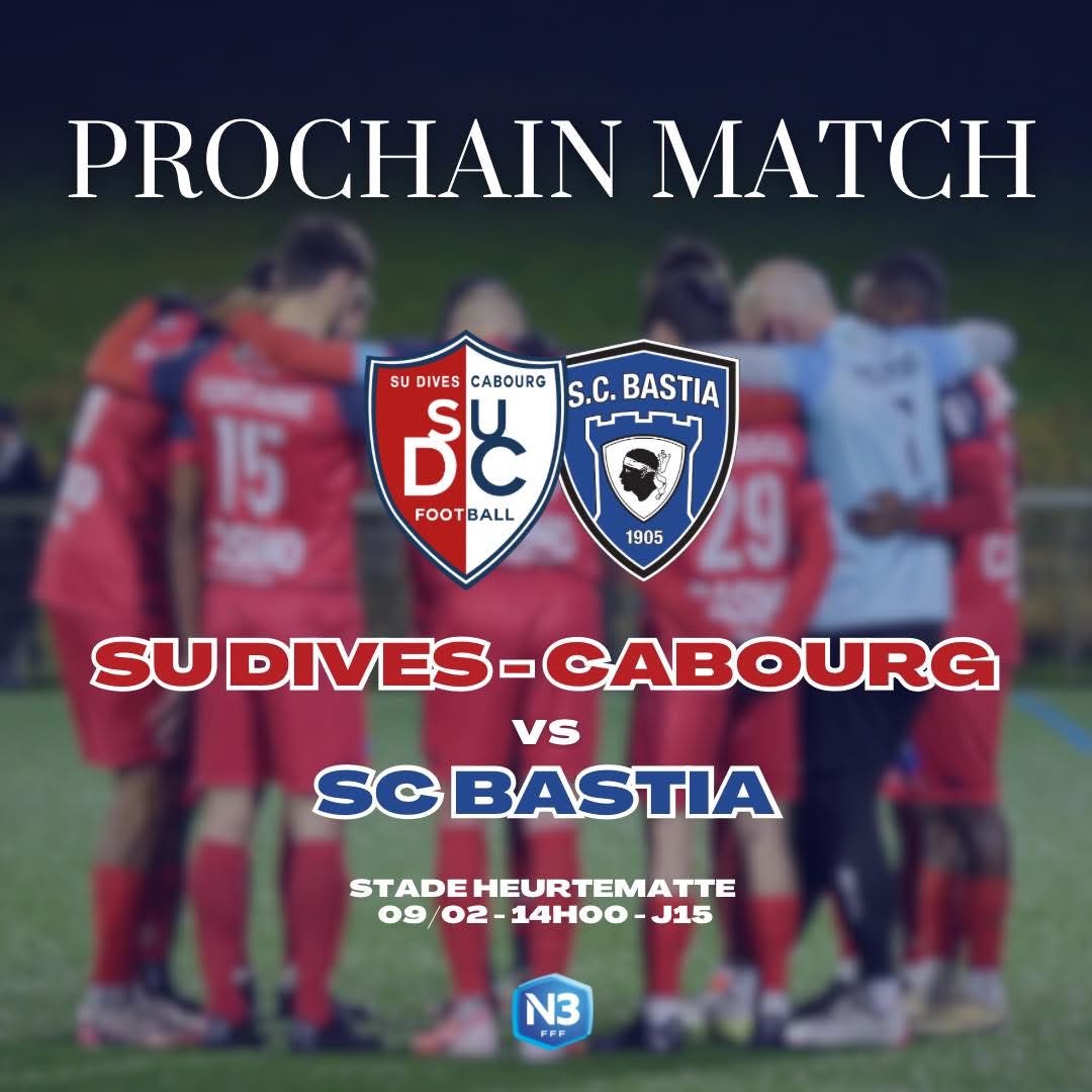 Retour dans son jardin, au stade Heurtematte, le SUDC reçoit dimanche la réserve du SC Bastia pour la 15ème journée de N3. 

🆚 SC Bastia - J15 
🏟️ Stade Heurtematte 
📆 Dimanche 9 février à 14h00

Supporters, supportrices nous avons encore besoin de vous en championnat ! 🦾