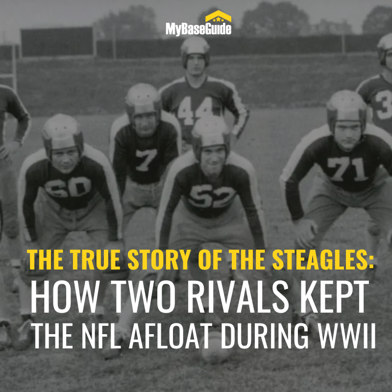 mybaseguide's tweet photo. This weekend, the big game pits the Chiefs against the Eagles. But, if we jump back in time to many Super Bowls ago, you'll uncover a game when the Philadelphia Eagles and the Pittsburgh Steelers merged together to save their seasons during the war.
 
This is the story of the Steagles: https://t.co/yC7q9NhChH