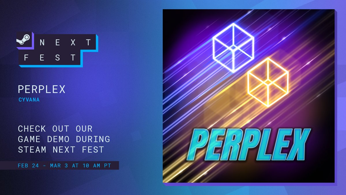 cyvanagames's tweet photo. We’re thrilled to announce that the demo of our upcoming game, Perplex, will be available during Steam Next Fest! 🎮🔥

Get ready to dive into a neon world as you experience Perplex for the first time and share your feedback!🚀

🔔Wishlist Perplex on Steam now to stay updated and be among the first to try the demo:

https://t.co/dqDaAWY337

#SteamNextFest #PerplesGame #IndieGame #Demo #gamedev