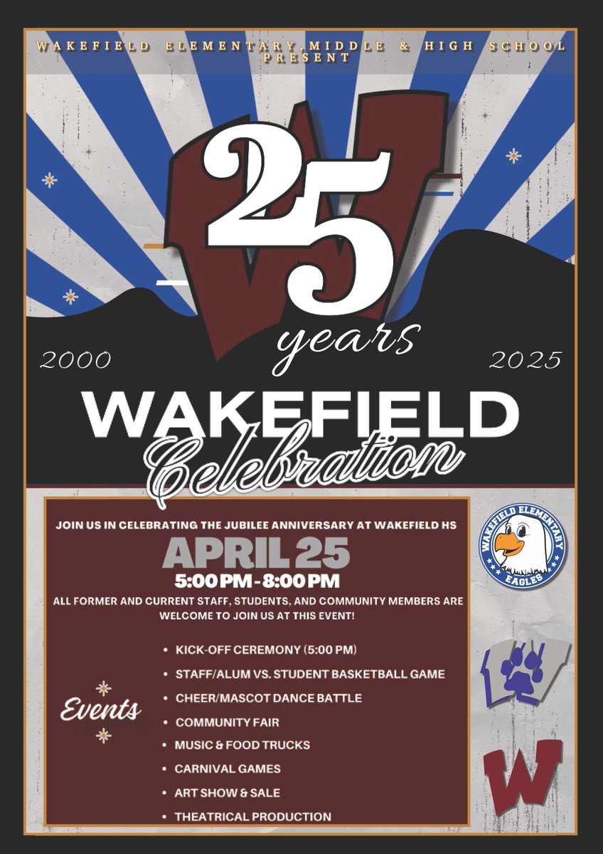 Mark your calendar!  Wakefield turns 25!  And we are celebrating our big anniversary on April 25 from 5 - 8.   Come celebrate with us on the 25th!