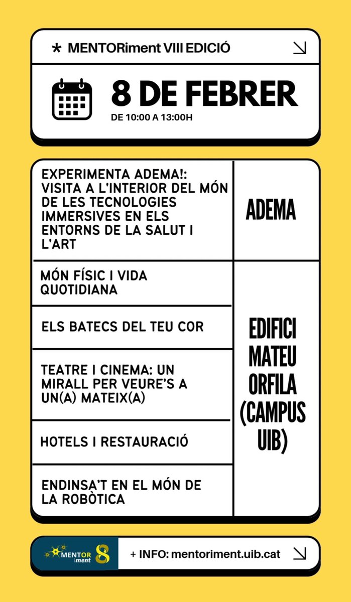 MENTORiment's tweet image. ✨Aquestes son les mentories d’aquest dissabte! ✨
