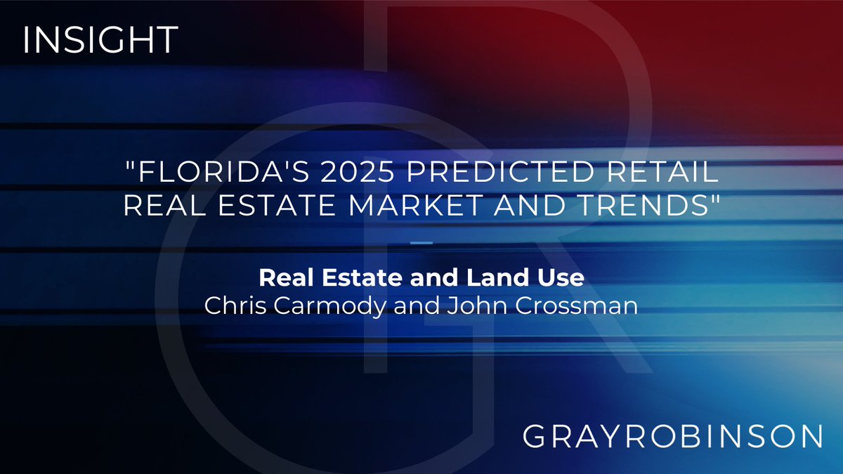 GrayRobinson, P.A. (@grayrobinsonlaw) on Twitter photo Tune in to #GRAttorney <a href="/CarmodyJr/">Chris Carmody</a>'s insightful conversation with CrossMarc Services’ <a href="/JohnCrossman1/">John Crossman</a>! In this exclusive interview, they dive into what's driving Florida's retail growth, top trends to watch in 2025, and more. Watch the full interview now ---> Tune in to #GRAttorney <a href="/CarmodyJr/">Chris Carmody</a>'s insightful conversation with CrossMarc Services’ <a href="/JohnCrossman1/">John Crossman</a>! In this exclusive interview, they dive into what's driving Florida's retail growth, top trends to watch in 2025, and more. Watch the full interview now --->