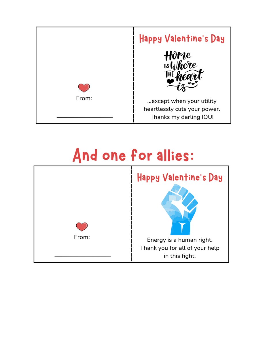 Want to send some (genuine or snarky) love to your utility company or regulatory commissioners? Here are some lovely Valentine's Day cards by @EnergyEquityProject's Tyler LaBerge. energyequityproject.org/2025/02/05/ene…