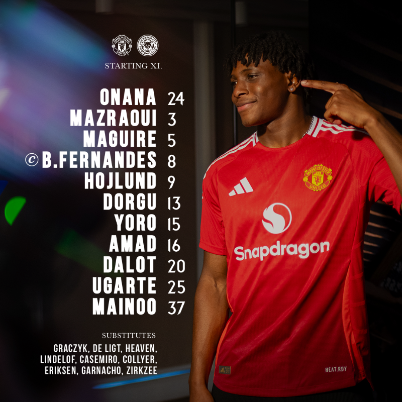 ManUtd's tweet photo. Patrick Dorgu is in from the off 🫡🇩🇰

#MUFC || #FACup