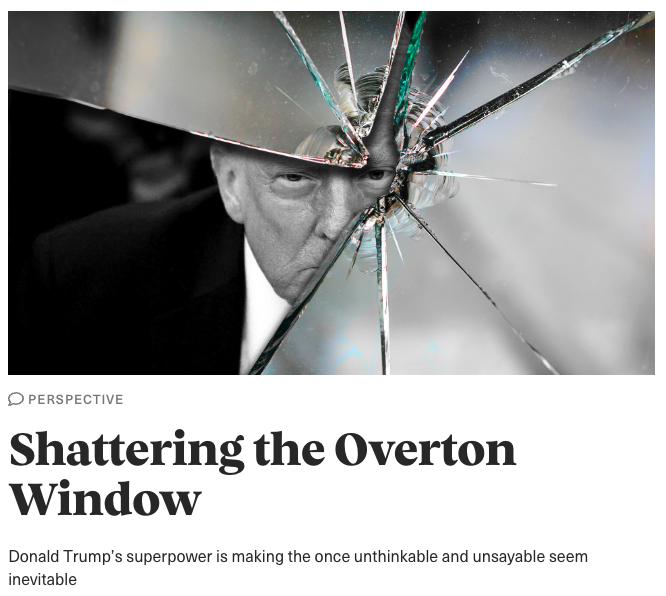 Trump's superpower isn't chaos - it's systematically expanding what society considers acceptable. Each 'outrageous' statement serves to normalize the extreme, transforming radical ideas into mainstream discourse. It's not random, and we must take it seriously.