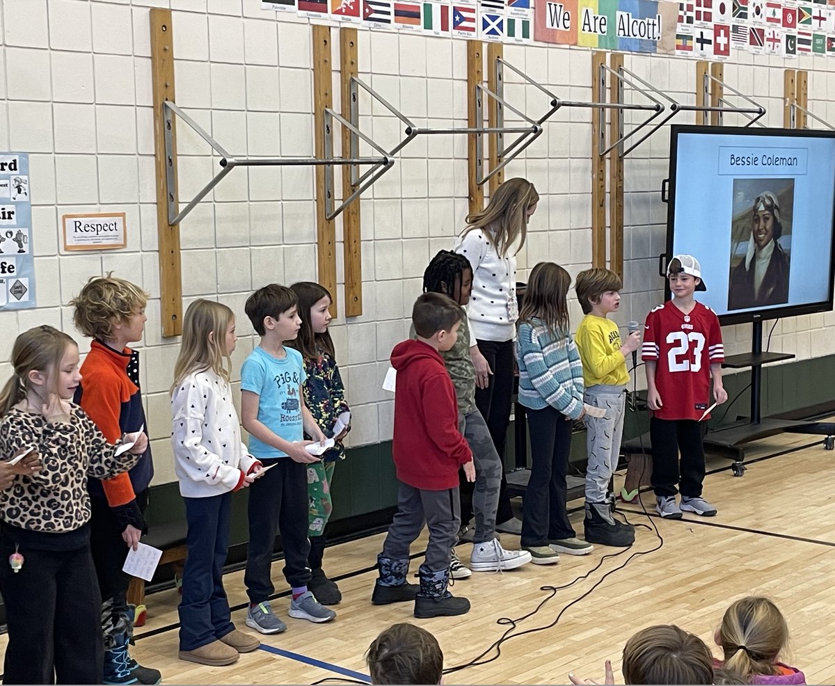 AlcottSchool's tweet photo. On Wednesday, our kindergarten students put on an ABC Fashion Show to celebrate finishing all 26 letters in the Fundations curriculum. They designed vests &amp; hats and then walked the red carpet. Also, our 3rd graders shared their research about inspirational Black leaders. https://t.co/qsYG9HimHN