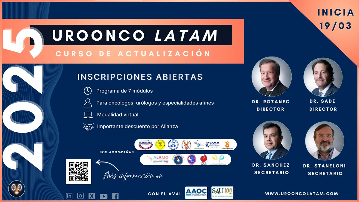 📢 Después de unas semanas para re organizarnos...¡Volvimos! Y estamos con mucha energía para seguir con este proyecto.

Hoy comienza la inscripción para la edición 2025. 🥳

Unite a la comunidad multidisciplinaria mas grande de la región 🌎

#urooncolatam #urologia #oncologia