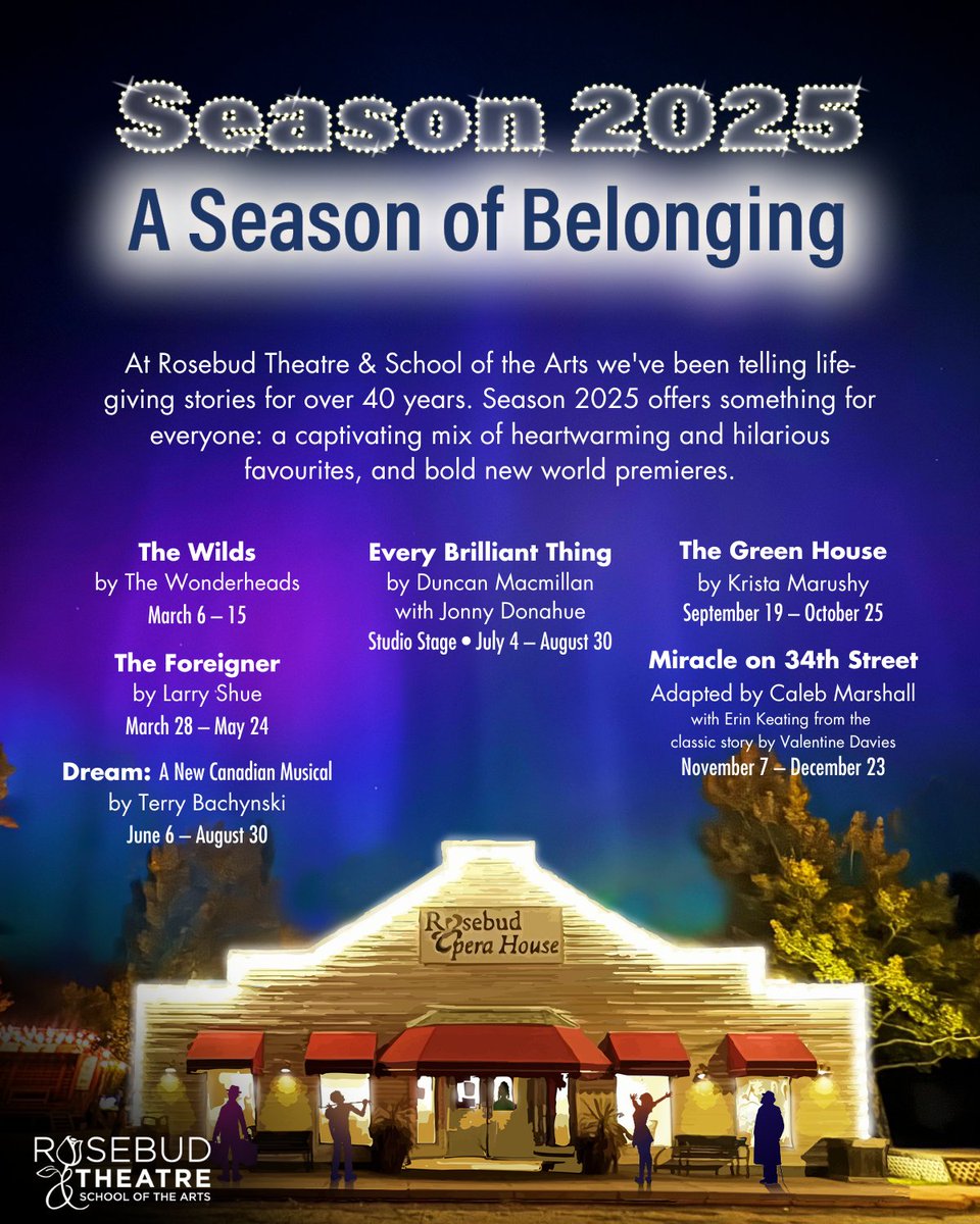 Rosebud Theatre’s 2025 Season is here! 🎭✨

🎟 Save up to 27% with Season Tickets or purchase individual tickets now! Visit RosebudTheatre.com or call 1-800-267-7553 to learn more.

#RosebudTheatre #rosebudarts