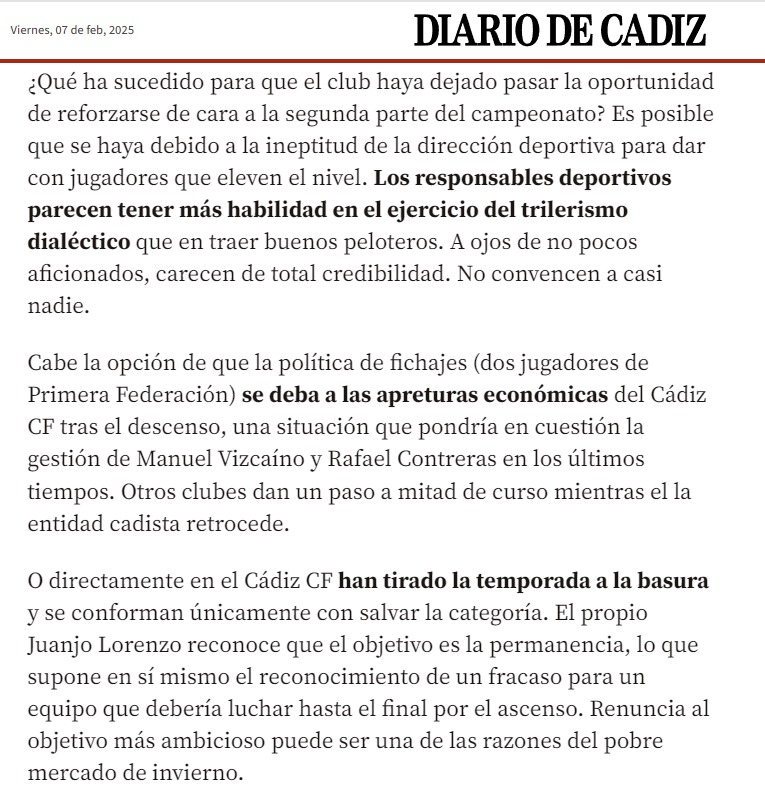 Lo de trilerismo dialéctico referido a la dirección deportiva y gestión institucional del <a href="/Cadiz_CF/">Cádiz Club de Fútbol</a> del periodista del <a href="/diariocadiz/">Diario de Cádiz</a> me ha encantado.