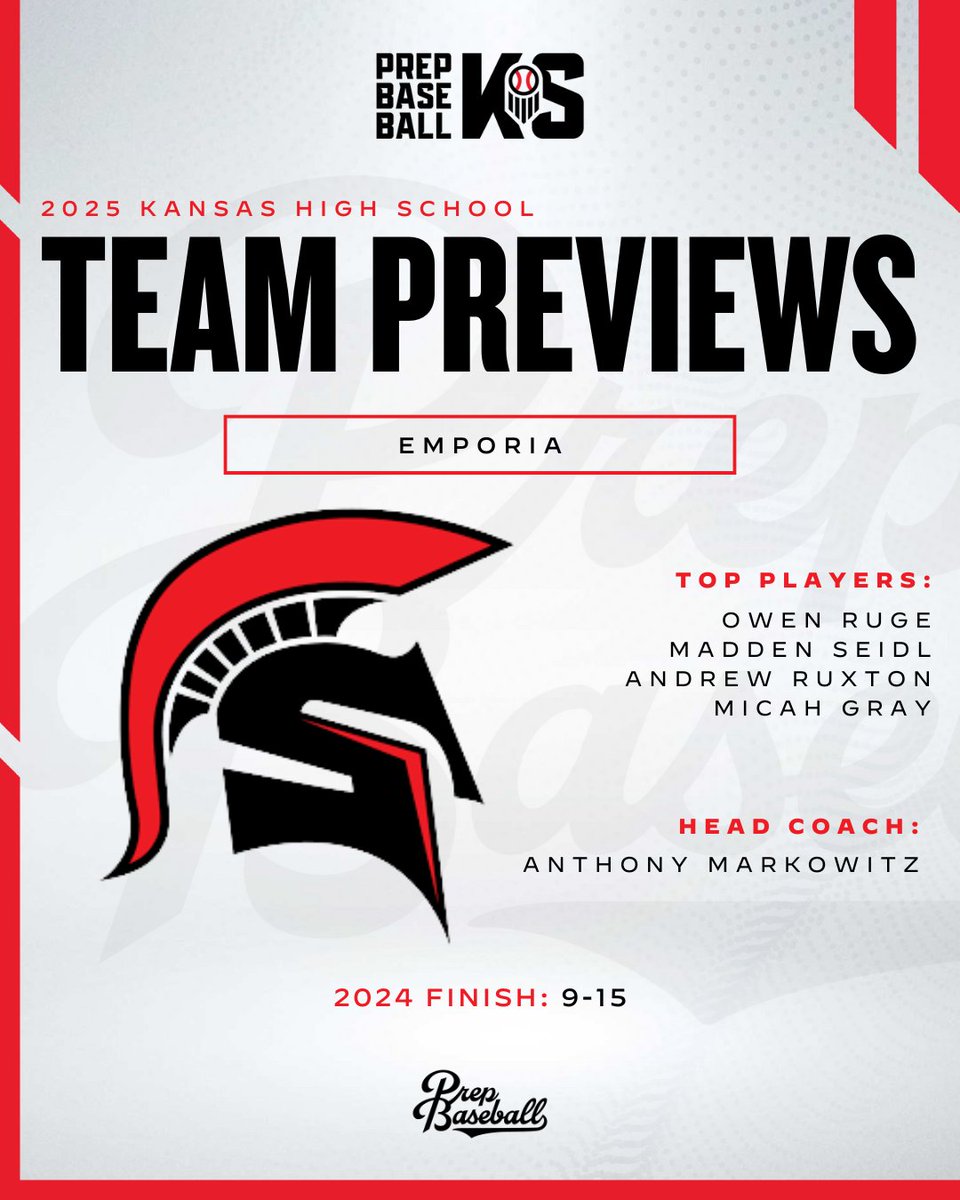 Prep Baseball Kansas (@prepbaseballks) on Twitter photo 𝟐𝟎𝟐𝟓 𝐓𝐞𝐚𝐦 𝐏𝐫𝐞𝐯𝐢𝐞𝐰: 𝐄𝐦𝐩𝐨𝐫𝐢𝐚
+ Experience and depth will lead the Spartans as they look to get over the hump and make a push to Wichita in 2025.
+ Key returners, team outlook, and more ⤵️
📝 : loom.ly/khpnXrs // <a href="/EHighBaseball/">Emporia Baseball</a> 𝟐𝟎𝟐𝟓 𝐓𝐞𝐚𝐦 𝐏𝐫𝐞𝐯𝐢𝐞𝐰: 𝐄𝐦𝐩𝐨𝐫𝐢𝐚
+ Experience and depth will lead the Spartans as they look to get over the hump and make a push to Wichita in 2025.
+ Key returners, team outlook, and more ⤵️
📝 : loom.ly/khpnXrs // <a href="/EHighBaseball/">Emporia Baseball</a>