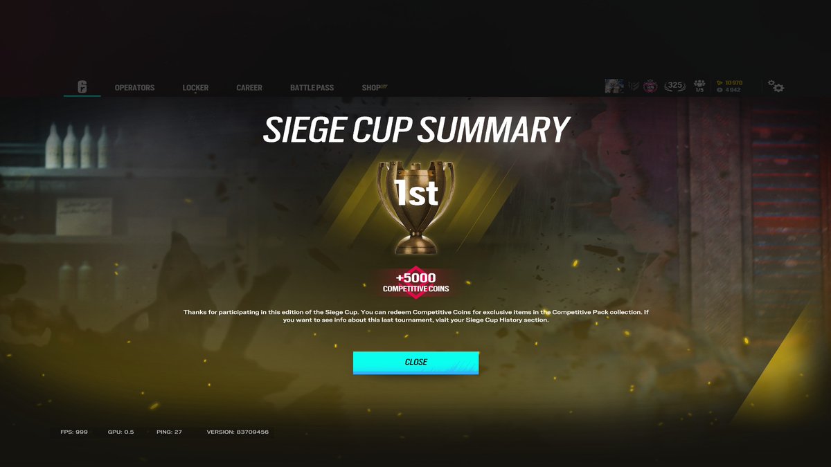 1x Siege Cup CHAMPIONNNN 🏆