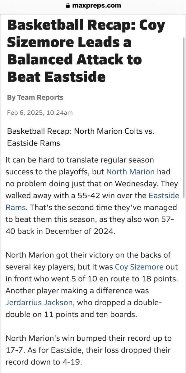 t.maxpreps.com/416ZMx1 <a href="/Zone6Bball/">North Marion HS Basketball</a> <a href="/CoachYarn/">Coach Yarn</a> <a href="/OcalaPreps/">Ocala Preps</a> <a href="/RAWE_RECRUITS/">Reaching Athletes With Education</a> <a href="/352basketball/">352basketball</a> <a href="/AP_Writess/">Allen Pettigrew</a> <a href="/KevinMoses38/">Kevin Moses LLC</a> <a href="/Uorangemen2/">Coach Davis Sr, 25yrs plus experience</a> <a href="/prephoopsfl/">Prep Hoops Florida</a> <a href="/coachbpaige777/">B C Paige</a> <a href="/RossVDG14/">Ross Van De Griek</a> <a href="/FLHSRecruiting/">Florida High School Recruiting</a> <a href="/HSSportsFL/">HSSportsFlorida</a>