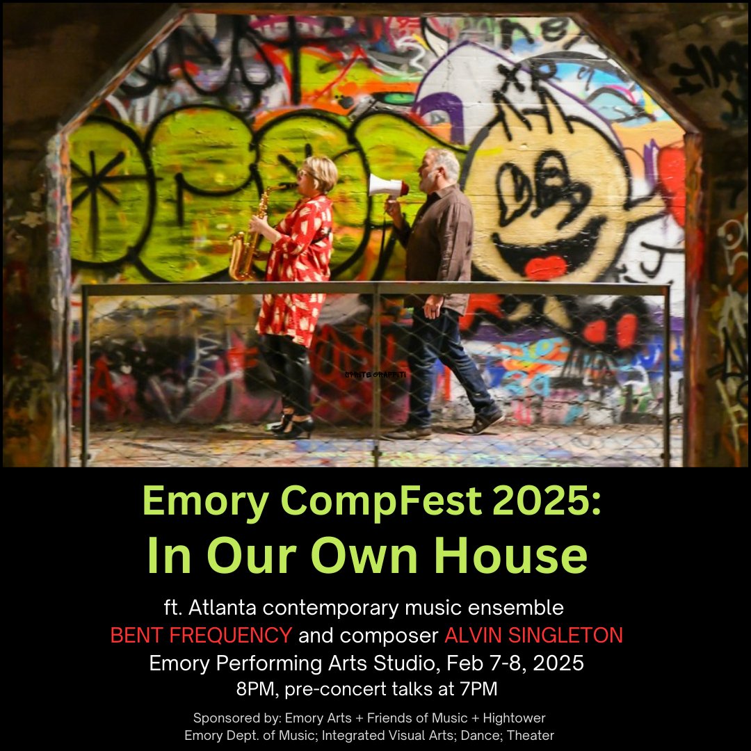 Schott Music NY (@schott_ny) on Twitter photo The <a href="/EmoryUniversity/">Emory University</a> Dept. of Music kicks off the weekend with "COMPFEST 2025: In Our Own House" featuring Atlanta-based new music ensemble <a href="/bentfrequency/">Bent Frequency</a> and composer Alvin Singleton.
See the full line up of events here: music.emory.edu/undergraduate/… The <a href="/EmoryUniversity/">Emory University</a> Dept. of Music kicks off the weekend with "COMPFEST 2025: In Our Own House" featuring Atlanta-based new music ensemble <a href="/bentfrequency/">Bent Frequency</a> and composer Alvin Singleton.
See the full line up of events here: music.emory.edu/undergraduate/…