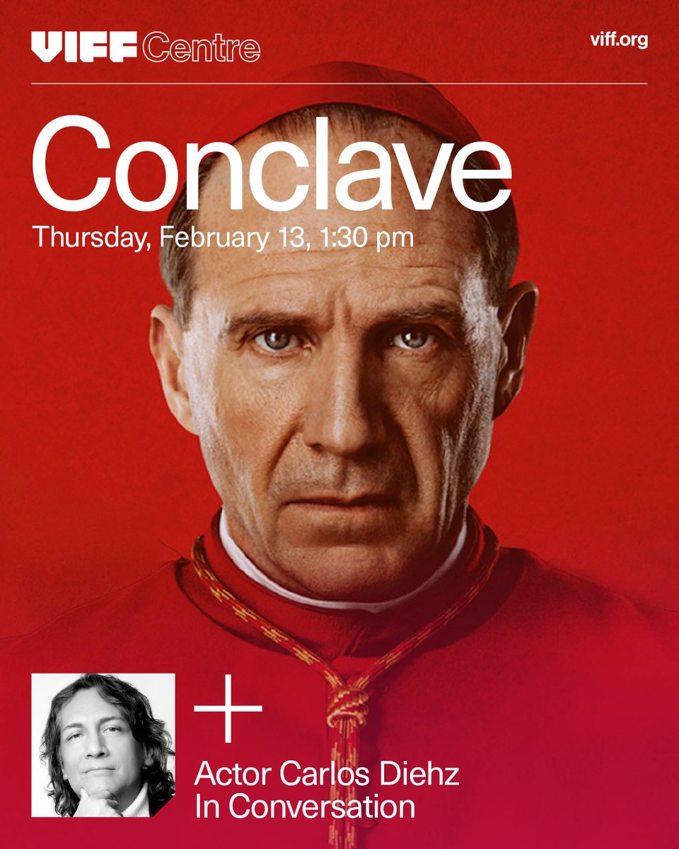 Catch a special screening of CONCLAVE, the Oscar "dark horse" that’s shocking audiences, on February 13 at 1:30 pm, followed by a talk with Carlos Diehz in his breakout role as Cardinal Benitez.  

🎟️ Tickets here: viff.org/whats-on/concl…