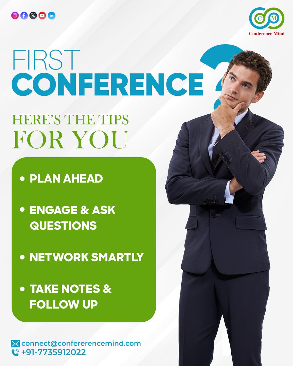 🚀 First-Time Conference Attendee? Then here are the tips to Maximize Your Experience!
 ✅ Plan your agenda
 ✅Connect with industry experts
 ✅Take notes &amp; follow up

What’s your best conference tip? Drop it below! 👇
#ConferenceSuccess #NetworkingTips #LearnAndGrow