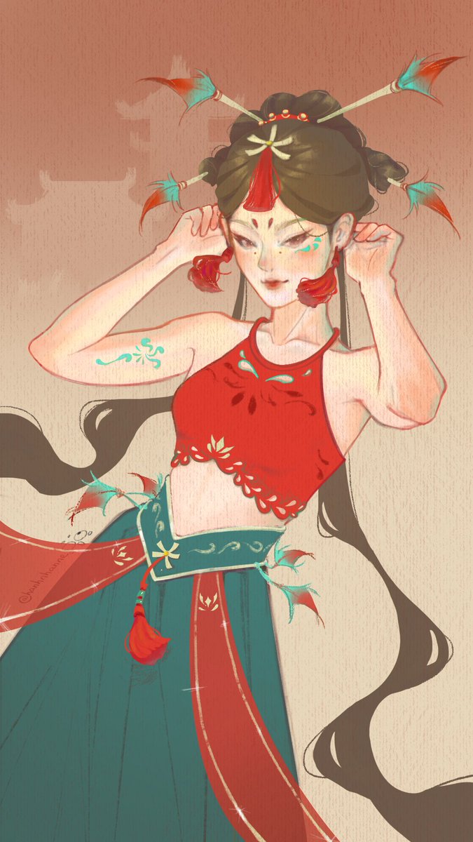 neivy_almond's tweet photo. ✨ Son – The first character in the world of Họa Son.
A performer? A fortune teller? Or something more?
🌿 Họa Son (Scarlet Painting) – the world I am bringing to life.
#Son #HoaSon #ScarletPainting https://t.co/epZ9QJgB82