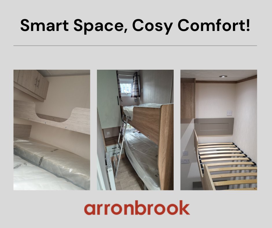 Arronbrook's tweet photo. Maximise every inch of your holiday home caravan with our bespoke bunk beds - a perfect space-saving solution! 🛏️ 

Whether for family adventures or extra guests, our clever layouts ensure comfort &amp; functionality.

#BunkBedBliss #Caravans #FamilyAdventures https://t.co/ozvc8ES4Ds