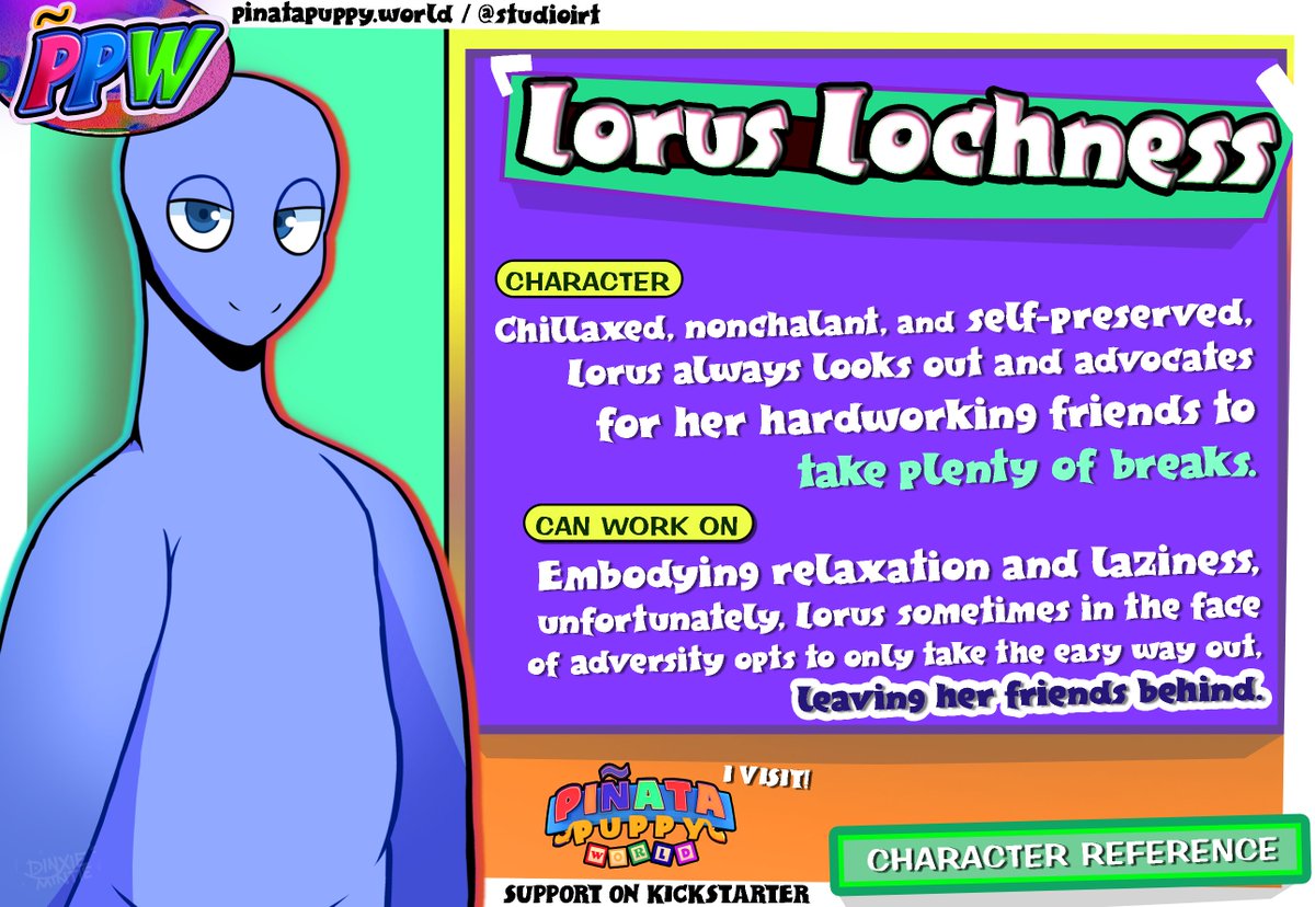 StudioIRT's tweet photo. CHARACTER REVEAL: Lorus Lochness

Chillaxed, nonchalant, and self-preserved, Lorus always looks out and advocates for her hardworking friends to take plenty of breaks.

#characterdesign #PinataPuppyWorld #PPW https://t.co/NUCY0wRNCt