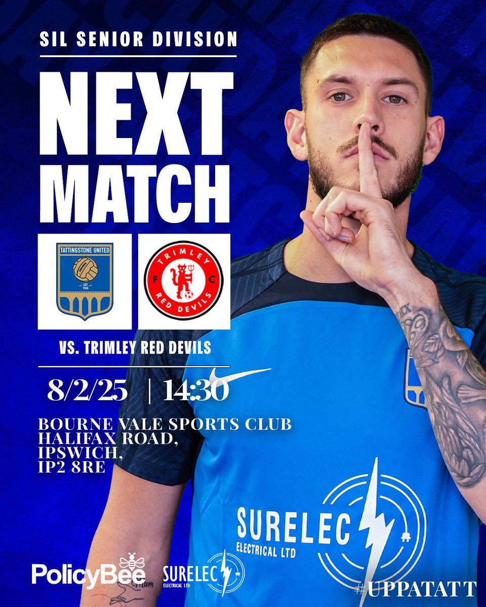 Another home game, as fellow Senior Cup semi finalists and current holders <a href="/TrimRedDevils/">Trimley Red Devils F.C.</a> visit BV for the return league fixture.

A fixture that always guarantees a few goals.

A good crowd last week, which is needed again this week 👊🏽

UppaTatt 💙💛