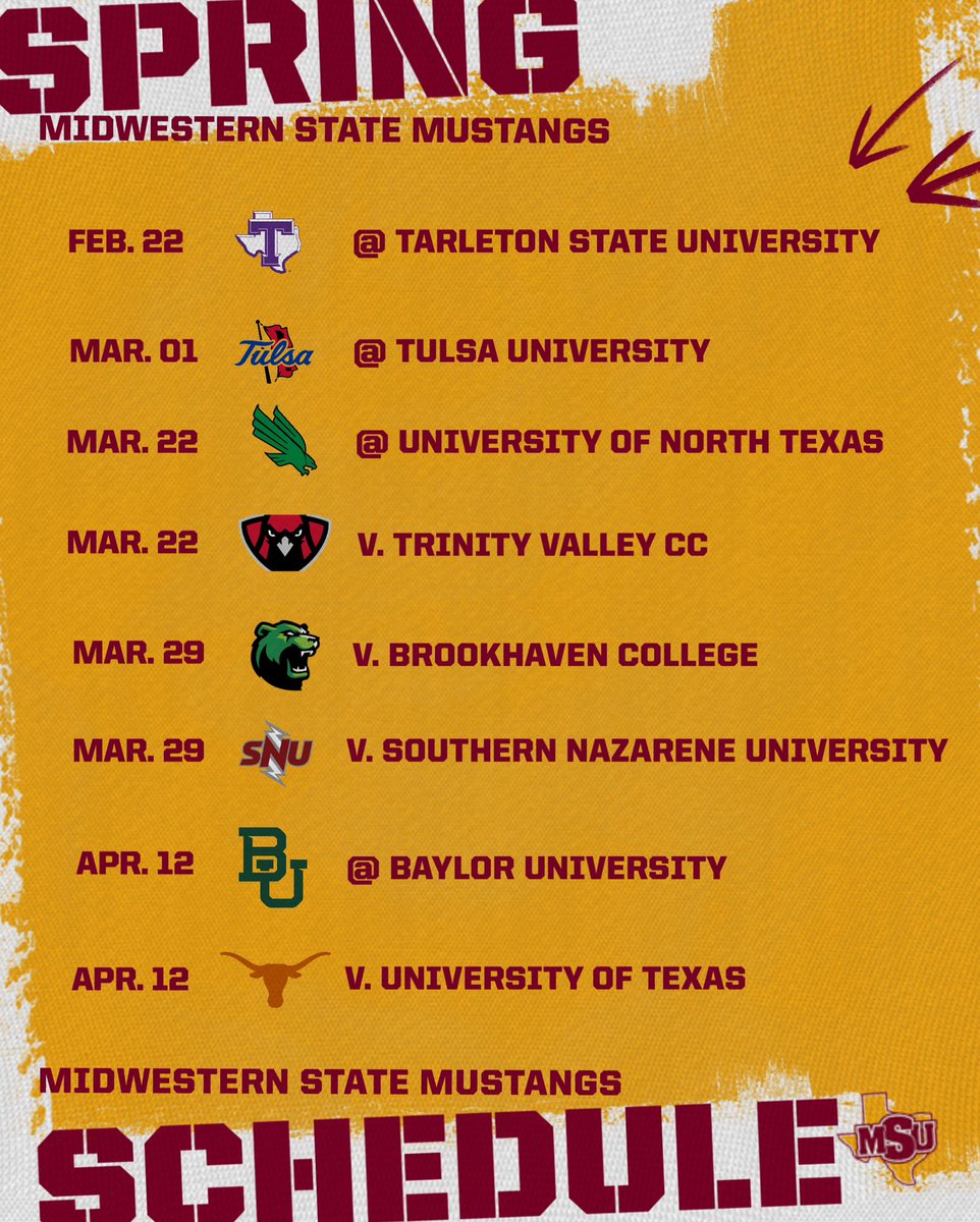 Our Spring schedule is LOADED! We look forward to the grind this Spring getting to play some top programs. Five Division 1 programs highlight the schedule along with a solid Division 2 program, and two great JUCO programs. Looking forward to the challenge! #StangGang