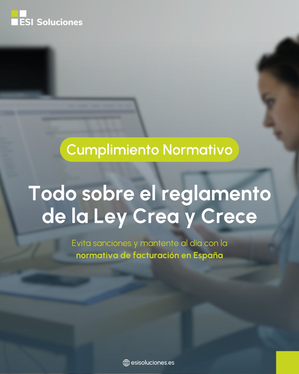 ¡La Ley Crea y Crece ya está en marcha! 💻

Esta normativa establece la obligatoriedad de la facturación electrónica para todas las empresas y autónomos en España 🧾 

📲 Toda la info: esisoluciones.es/reglamento-ley…

#esisoluciones #consultoria #leycreaycrece #facturacionelectronica