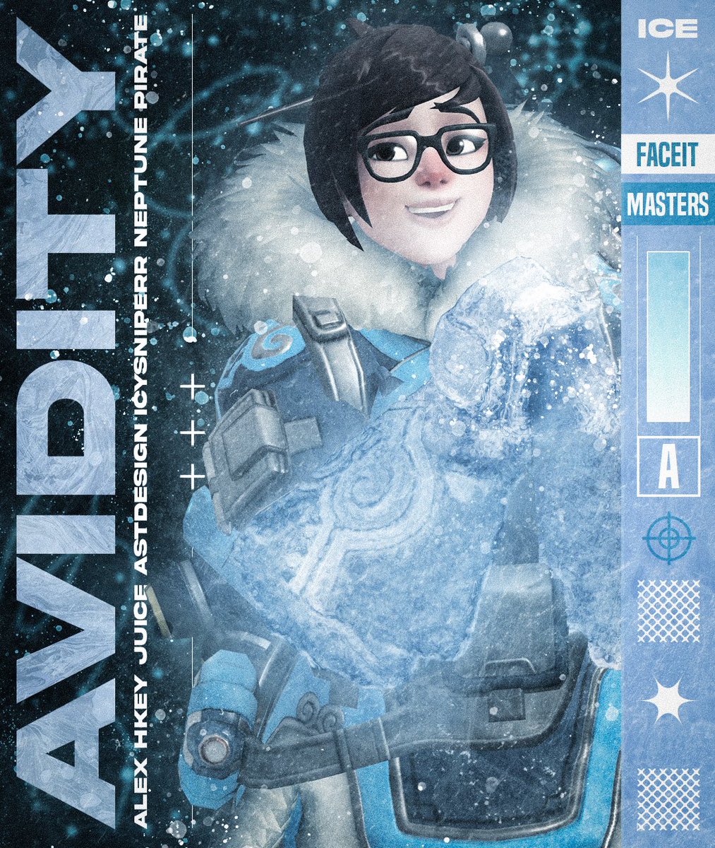 Winter is coming… ❄️ 

Introducing our Master league team, Avidity Ice!

🛡️ <a href="/astdesign_ow/">astdesign</a> 
⚔️ <a href="/Alex_ow2/">Alex</a> 
⚔️ <a href="/Hkeebroke/">Alison 🐀</a> 
⚔️ <a href="/juiceOW_/">juice</a> 
💉 <a href="/NeptuneCDS/">Neptune</a> 
💉 <a href="/pirate_ow/">pirate</a> 
💉 <a href="/IcySniperr/">Icy</a> 

#GoBeyond | #FACEIT