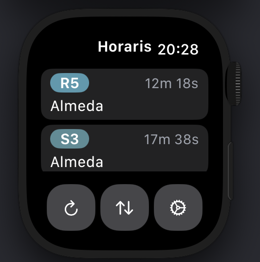 edgar_sanou's tweet photo. Como no había una app de Horarios FGC para WatchOS, hubo que hacerla xD. Así es mas cómodo 
PD: 4h de trabajo https://t.co/Y8rA1BUu7c