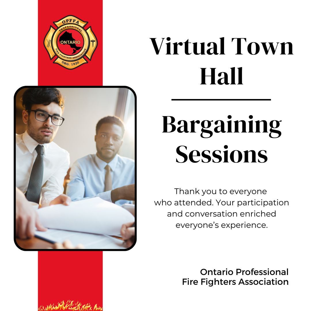 OPFFA members from across Ontario gathered virtually this week to receive essential bargaining information from the OPFFA's Bargaining Field Service Representatives. Participants reviewed effective #negotiation practices and learned more about specific issues and current