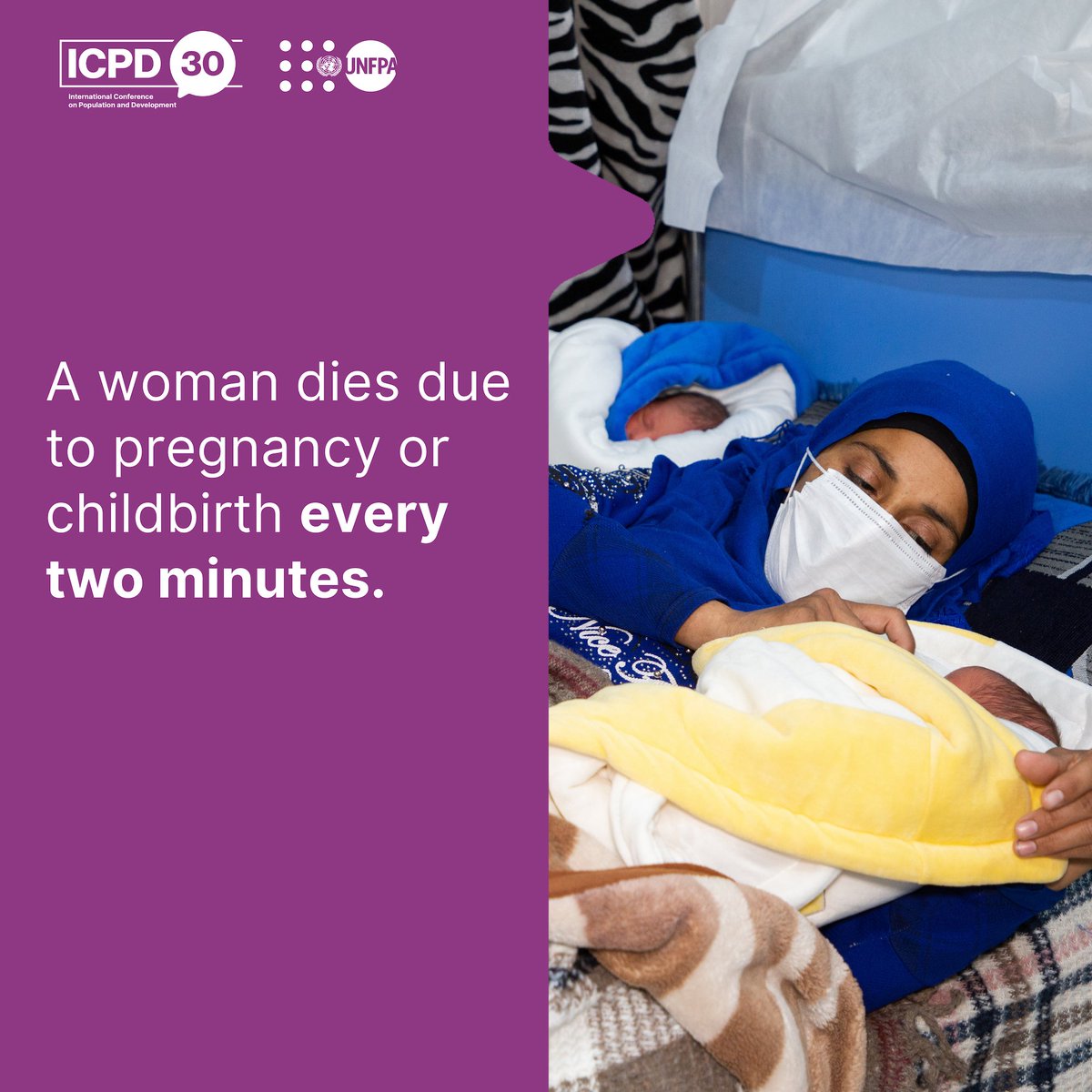 Every 2 minutes, a woman dies during pregnancy or childbirth.

Most of them could be saved with the right care at the right time.

Women need quality healthcare before, during and after pregnancy and childbirth. unf.pa/mms via <a href="/UNFPA/">UNFPA</a>