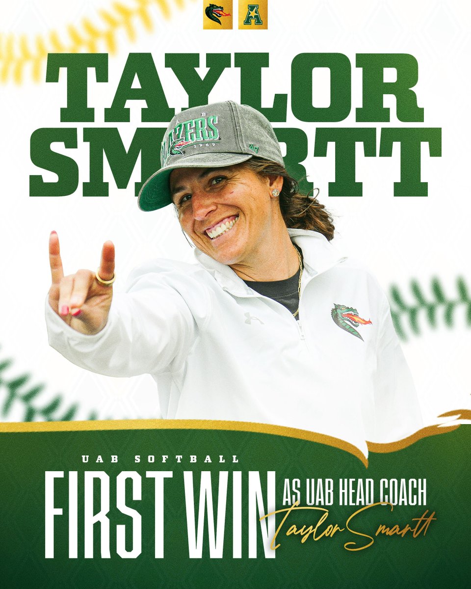 UAB Softball (@uab_sb) on Twitter photo First UAB WIN in the books for Head Coach Taylor Smartt! โ
Congrats, <a href="/tsmartt14/">Taylor Smartt</a>! ๐
#WinAsOne First UAB WIN in the books for Head Coach Taylor Smartt! โ
Congrats, <a href="/tsmartt14/">Taylor Smartt</a>! ๐
#WinAsOne
