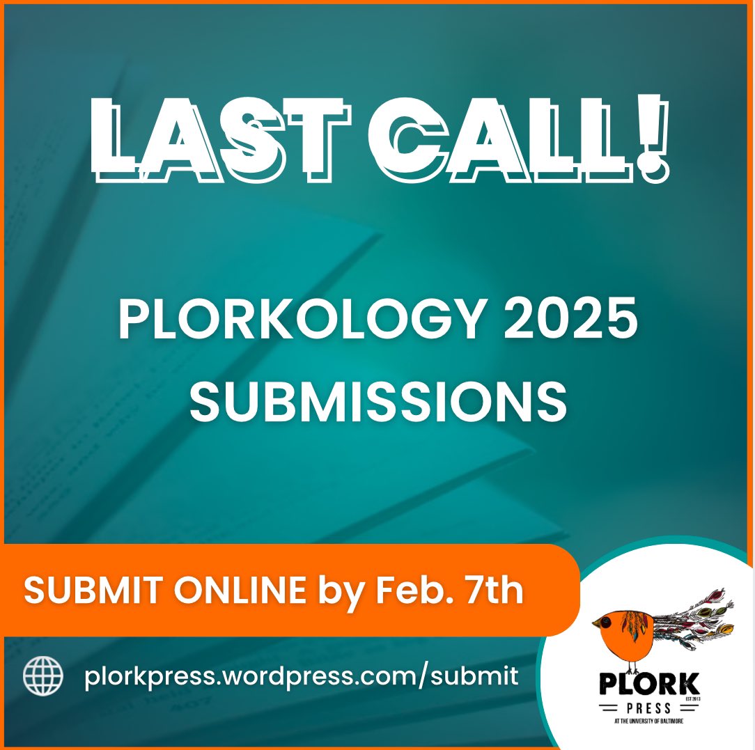 Today is the last day to #submit your writing and art to Plork Press! ⏱️ Submit online by midnight (2/7) to be considered for #publication in our Plorkology 2025 issue. 📖

SUBMIT NOW: plorkpress.wordpress.com/submit/

#litmags #writingcommunity #opensubs #callforwriters #callforartists