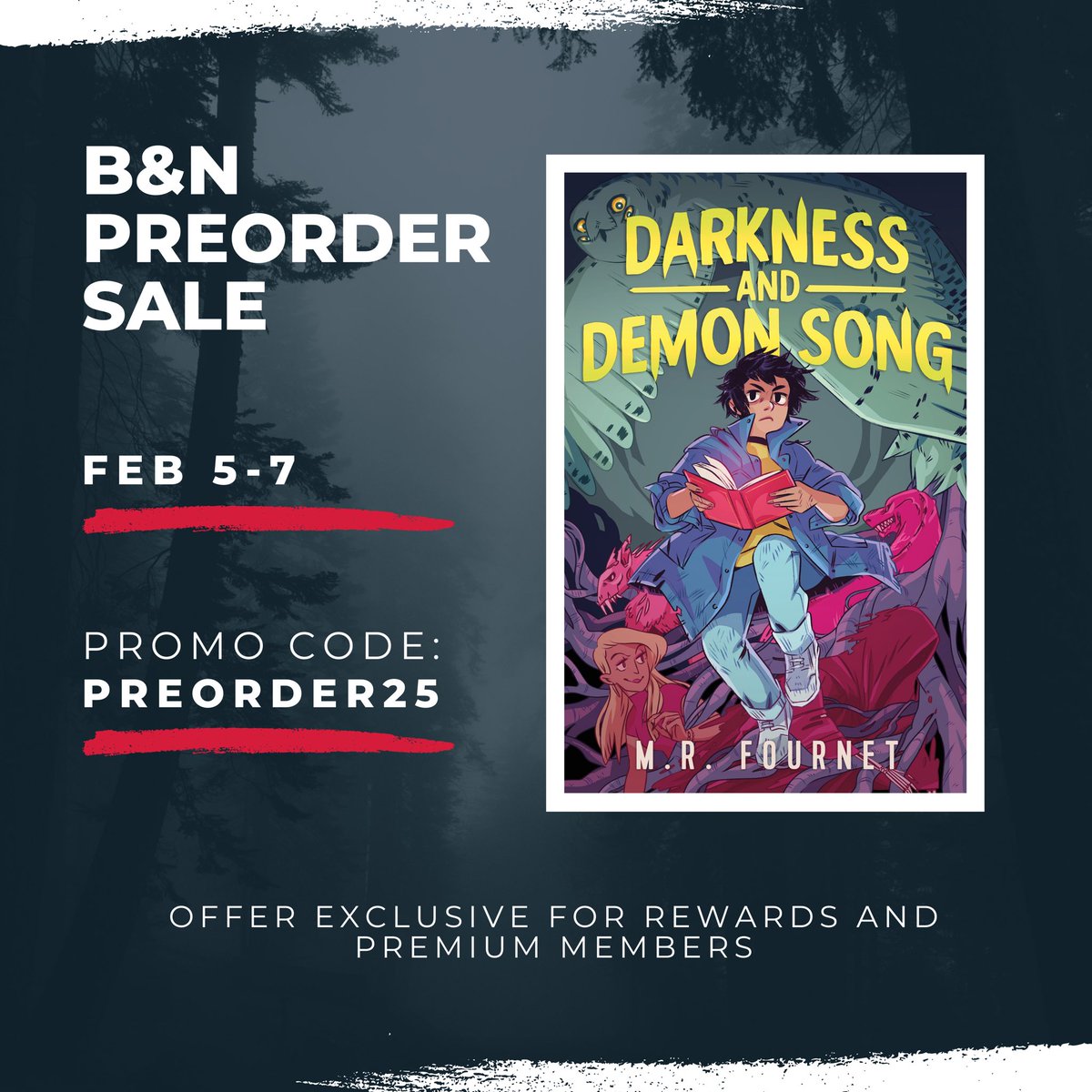 M.R. Fournet (@mr_fournet) on Twitter photo DARKNESS AND DEMON SONG SALE! Preorder the paperback now at Barnes and Noble and get 25% off! Today is the last day. Link below…
shorturl.at/KbkMd
<a href="/BNBuzz/">Barnes & Noble</a> <a href="/MacKidsBooks/">MacKids Books</a> <a href="/FeiwelFriends/">Feiwel and Friends</a> <a href="/HandspunLit/">Handspun Literary Agency</a> #bnpreorder DARKNESS AND DEMON SONG SALE! Preorder the paperback now at Barnes and Noble and get 25% off! Today is the last day. Link below…
shorturl.at/KbkMd
<a href="/BNBuzz/">Barnes & Noble</a> <a href="/MacKidsBooks/">MacKids Books</a> <a href="/FeiwelFriends/">Feiwel and Friends</a> <a href="/HandspunLit/">Handspun Literary Agency</a> #bnpreorder
