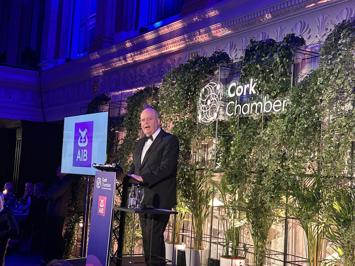 Colin Hunt Chief Executive <a href="/AIBIreland/">AIB</a> giving the sponsor address at tonight's #CCAD25 showing AIB’s big insights, bold visions, and strong commitment to growth. <a href="/AIBIreland/">AIB</a>